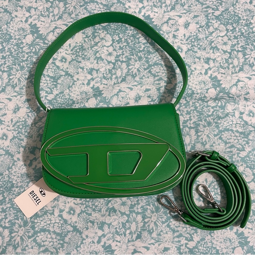Diesel Green Simple Logo Shoulder Bag